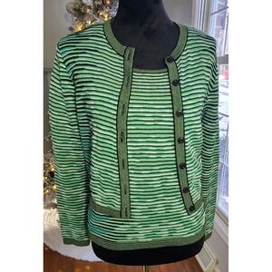 Worth Knit Cardigan & Tank Sweater Women's Sz S/M Knit Lightweight Set Blue Gree